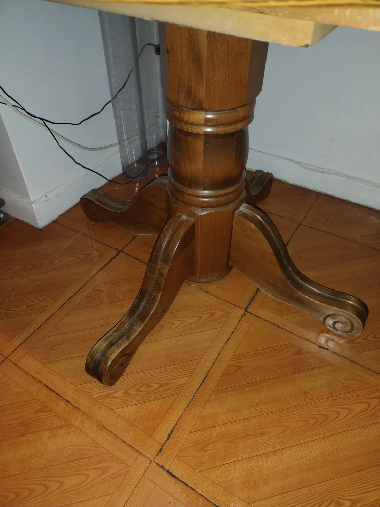 Vintage Round Wooden Table with Pedestal Base 💚 image indicator(3)