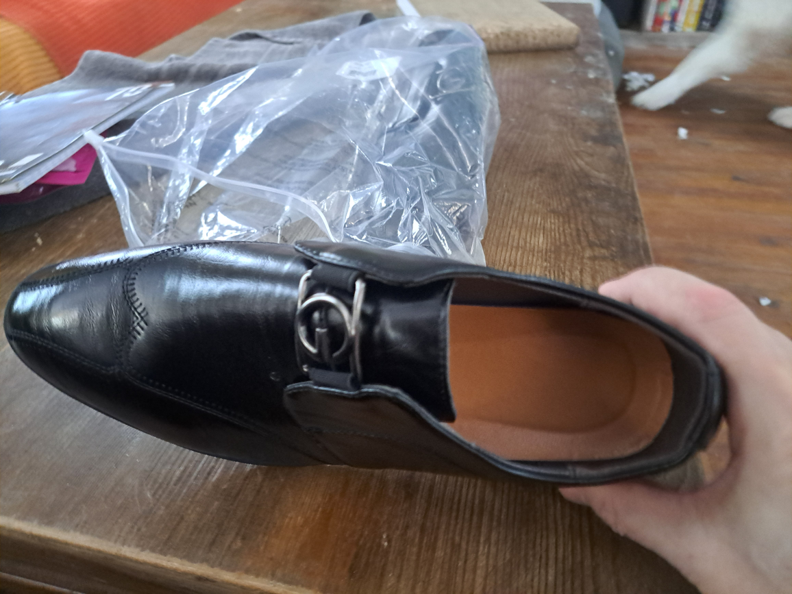 Men's Black Leather Formal Shoes Size 9 - photo 3