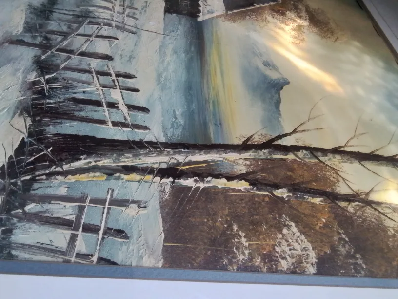 Framed Winter Landscape OOC Painting image indicator(9)