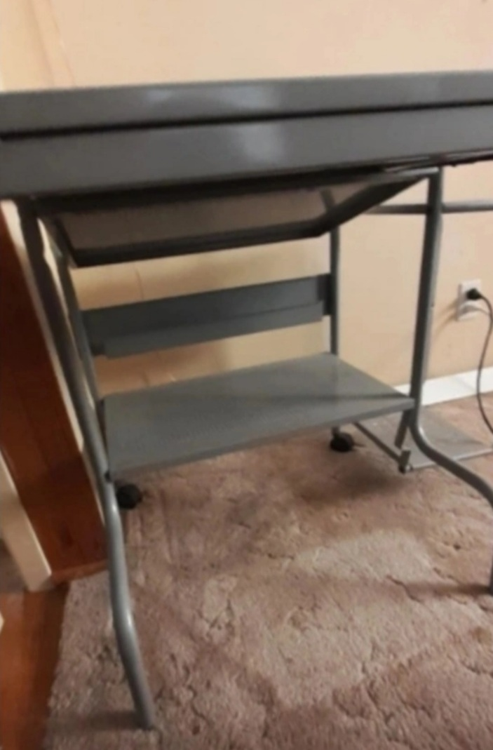 Grey Metal Computer Desk - photo 4