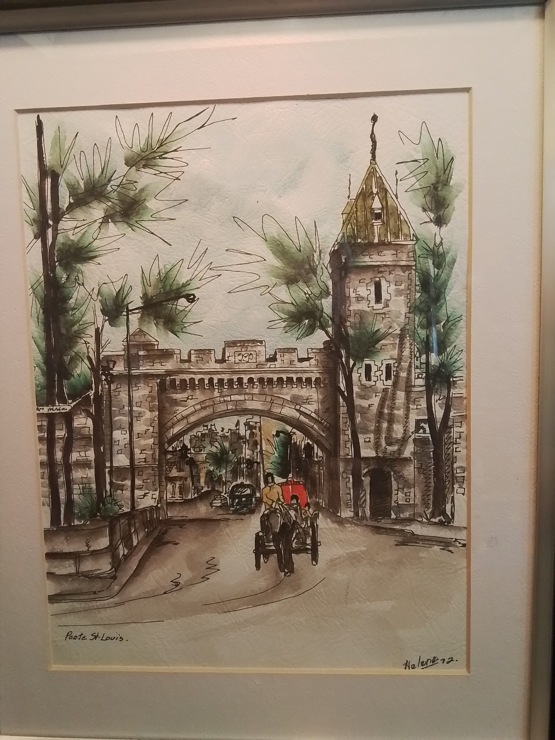 Framed Watercolor Painting of Porte St-Louis - photo 2