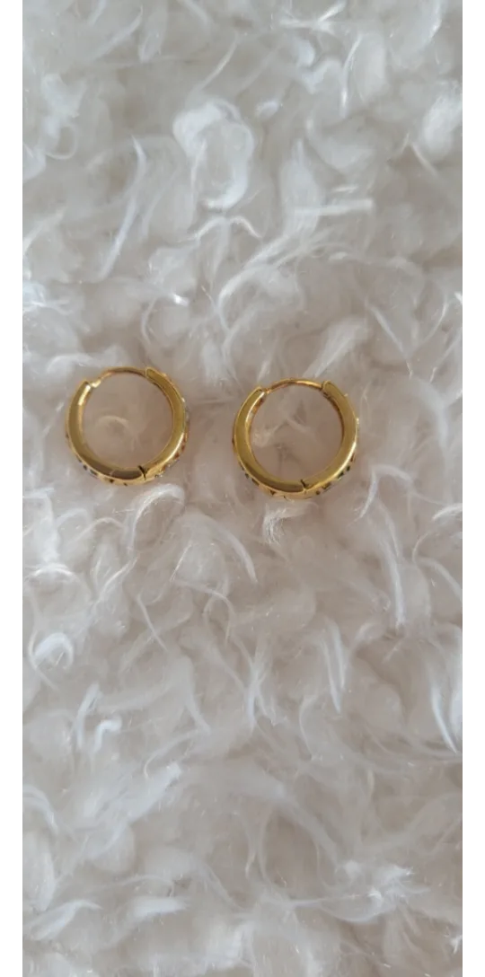 18k Gold-Filled (not stamped) Two-Toned Hoop Earrings image indicator(4)