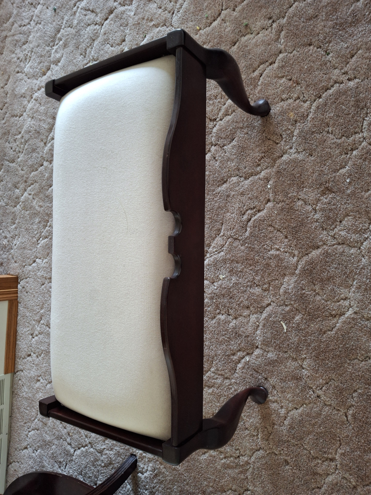 Dark Wood Vanity Bench with Off-White Cushion - photo 3