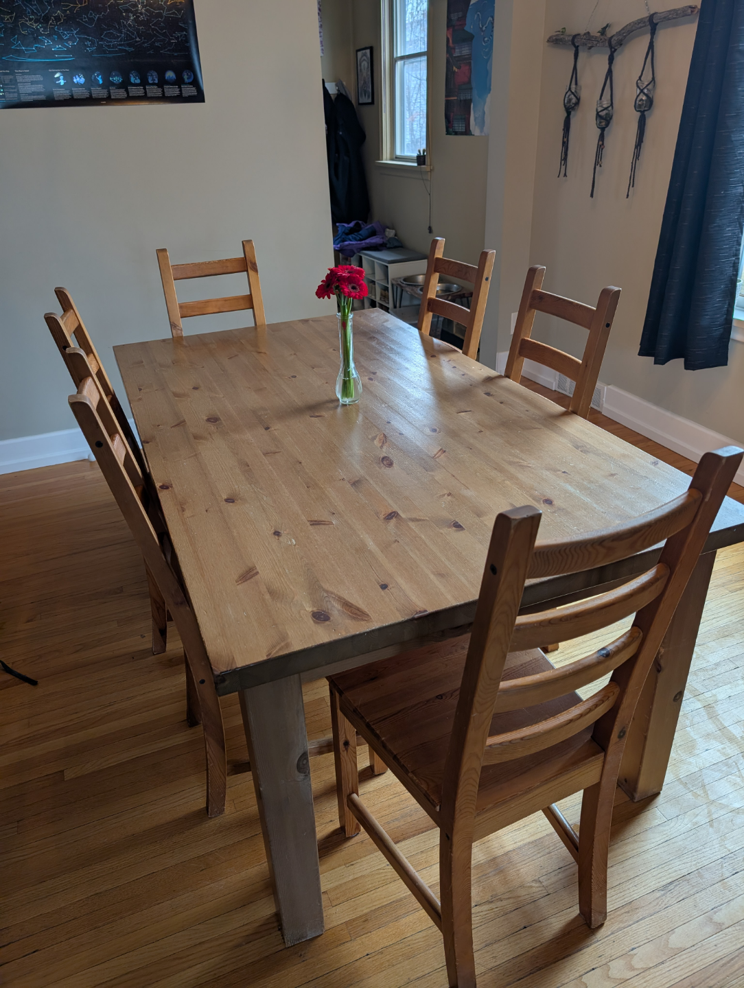 Solid Wood Dining Table and Six Chairs Set - photo 4