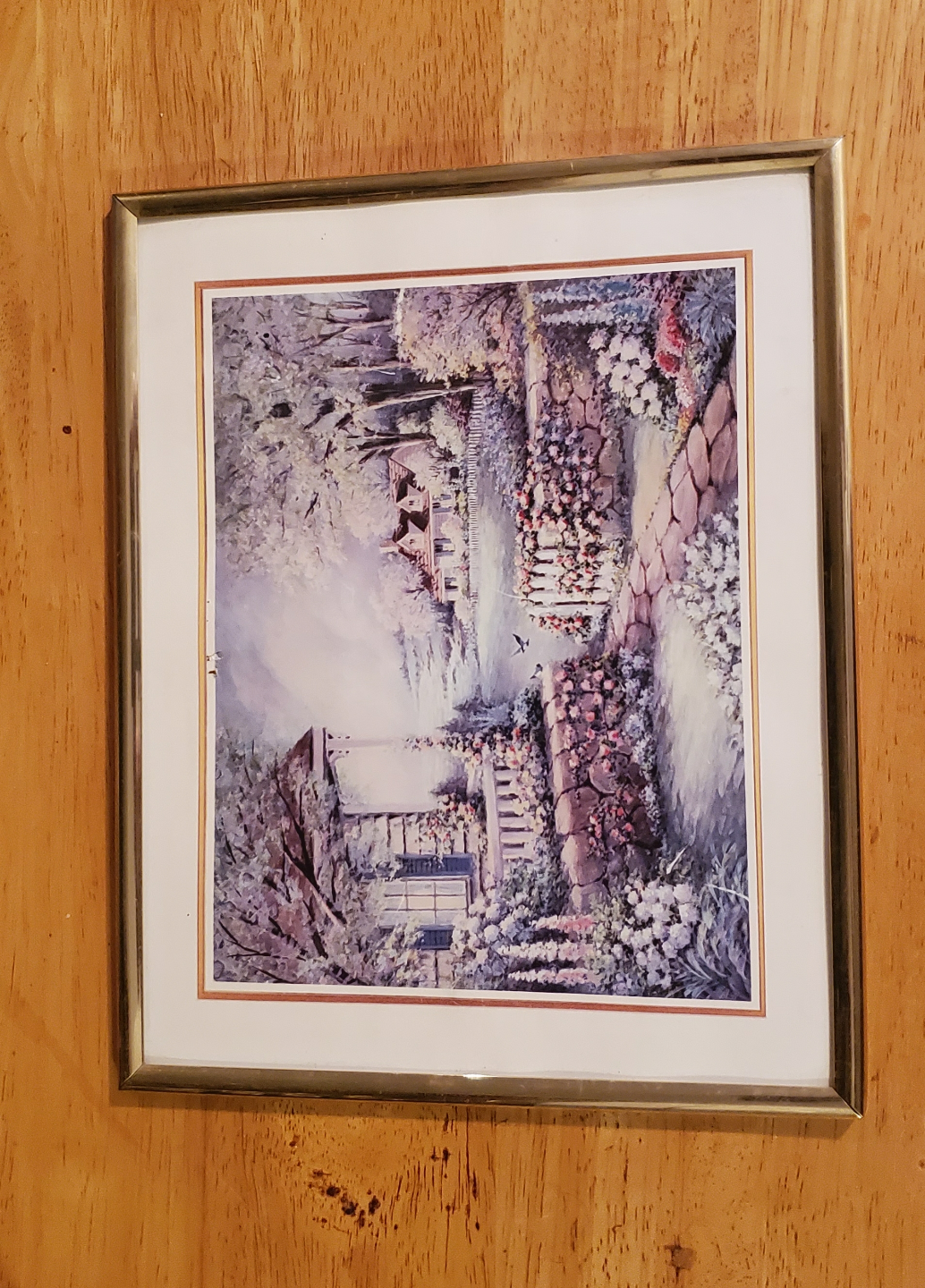 Pair of Framed Watercolor Prints - Cottagecore Garden Scenes