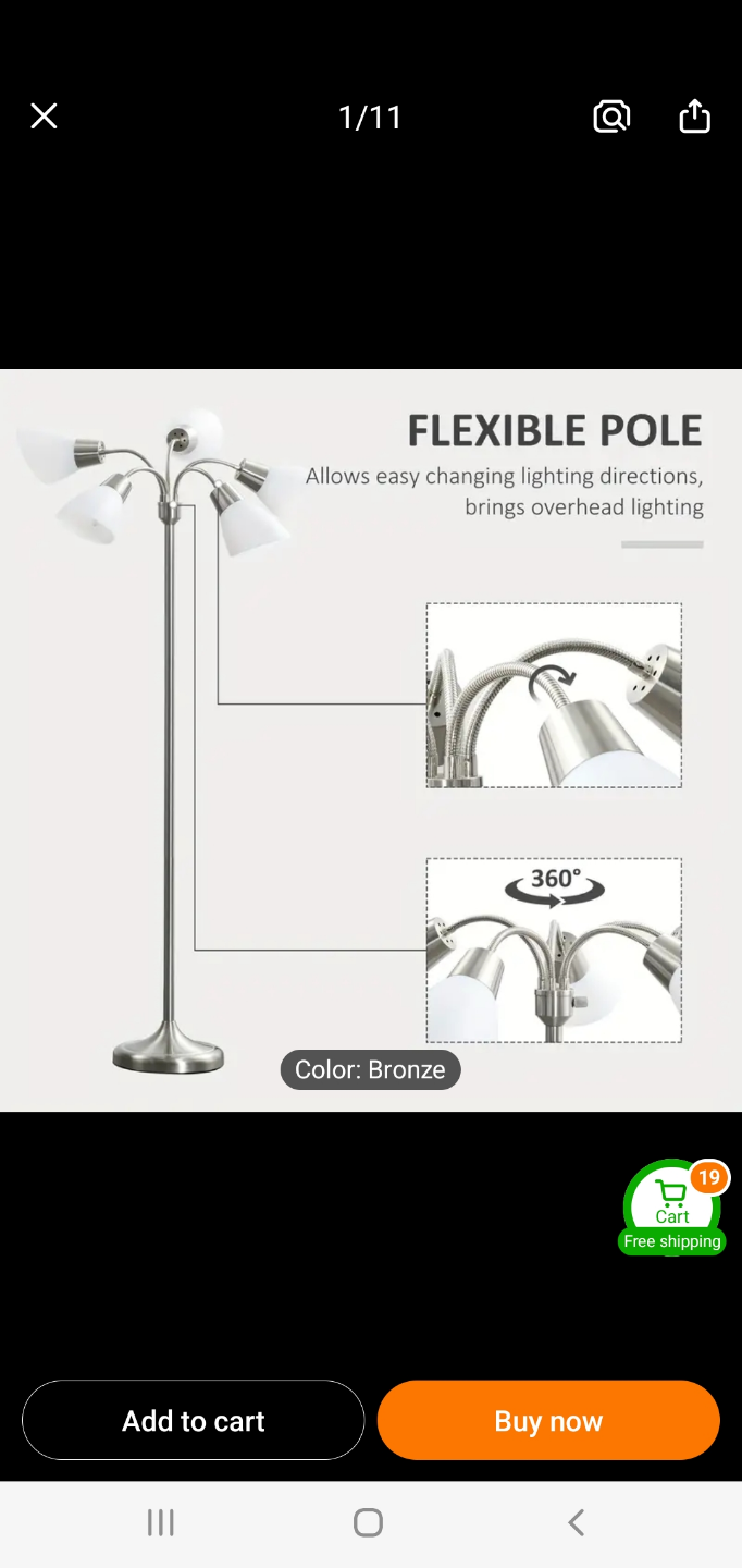 Bronze 5-Light Flexible Floor Lamp - photo 3
