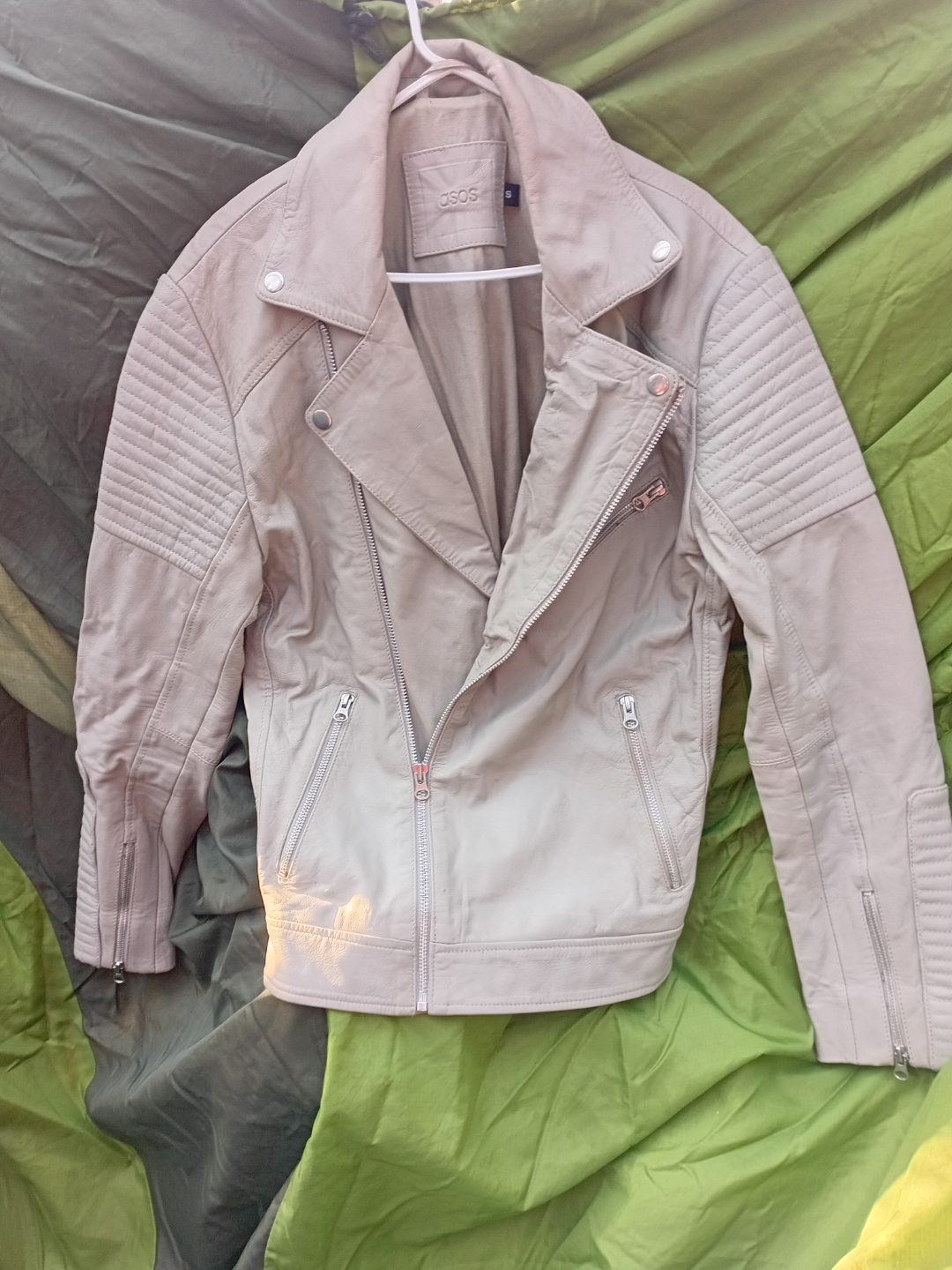 ASOS Beige Leather Jacket - Size Small
