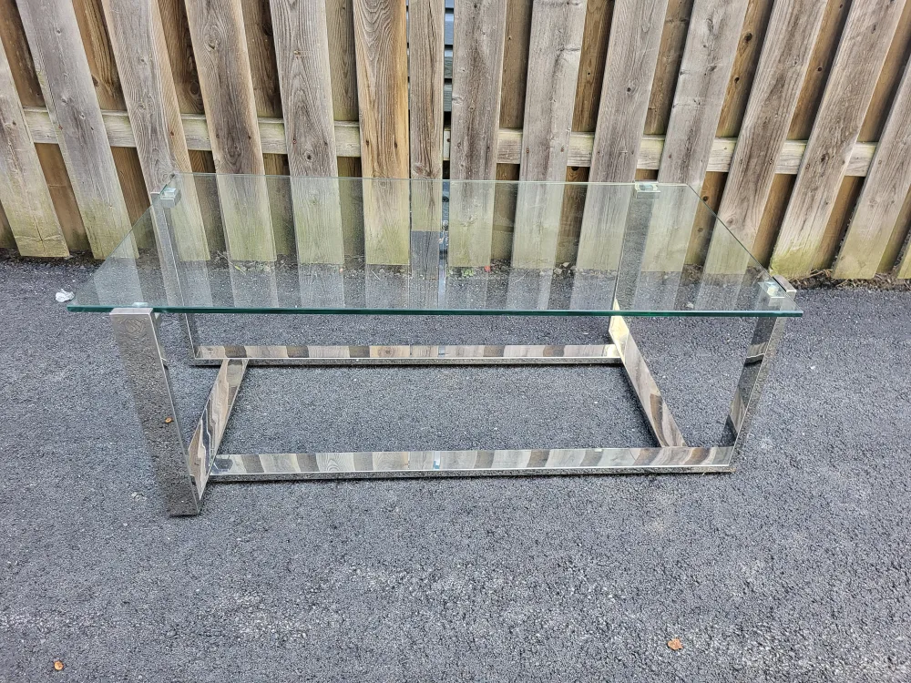 Modern Glass and Chrome Coffee Table image indicator(2)