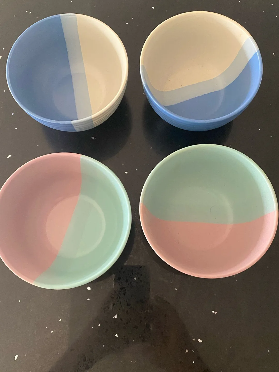 Set of four pastel coloured bowls thumbnail