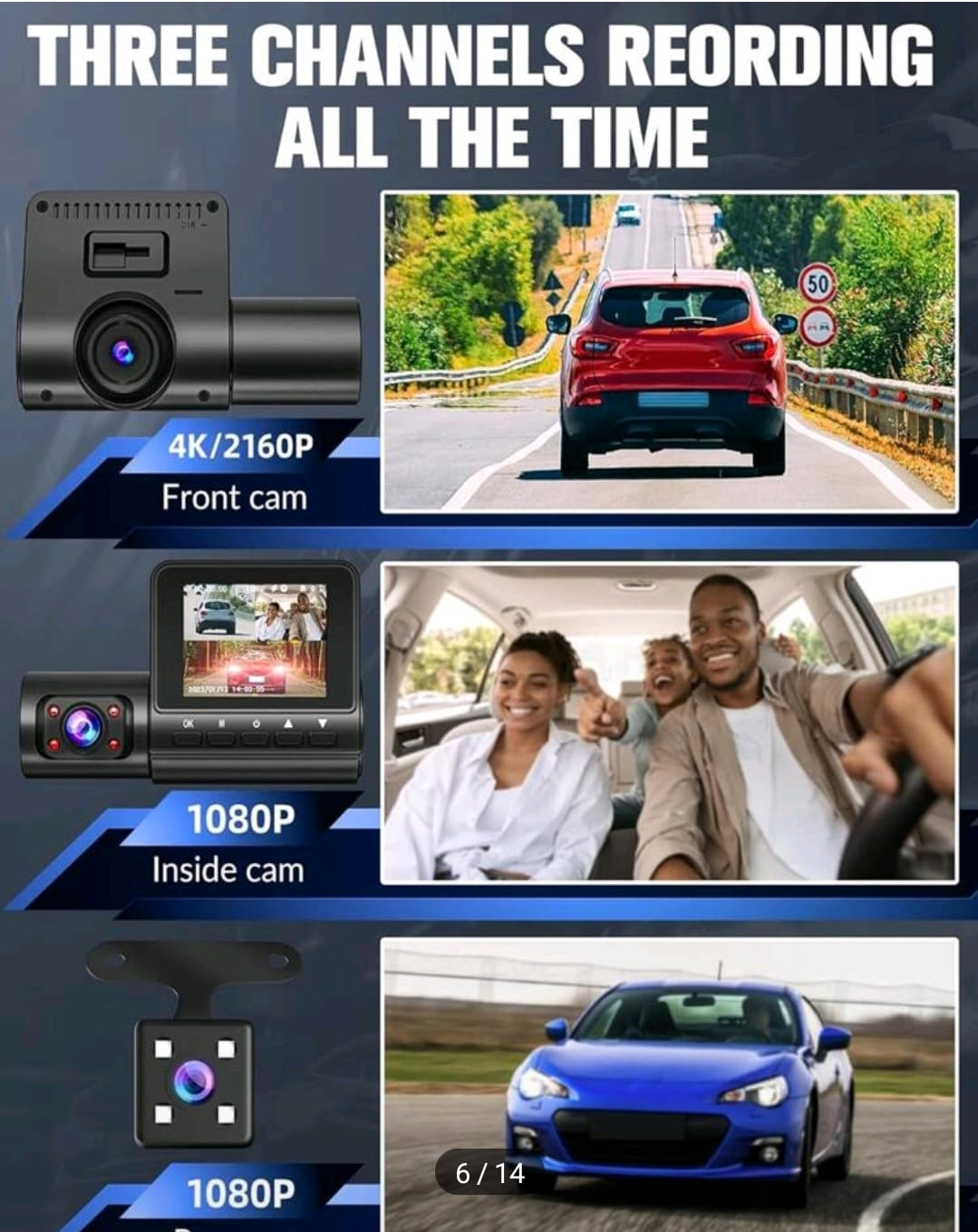 Triple Lens 4K Dash Cam with 32GB Card – 170° Wide Angle - photo 4