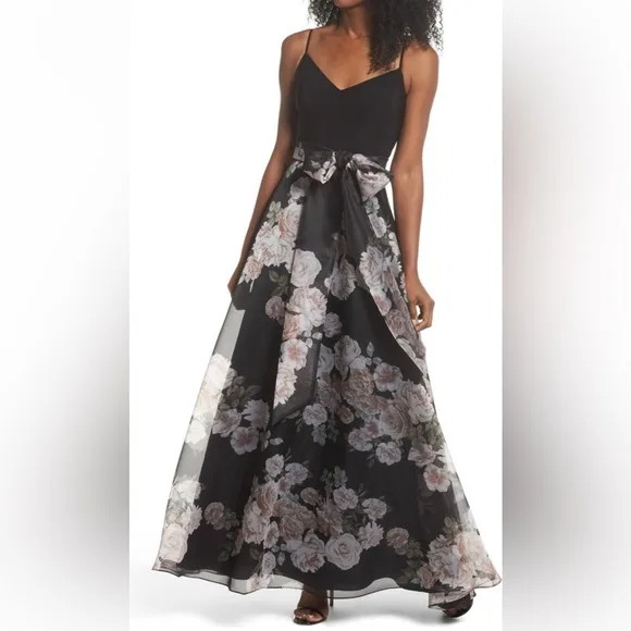 Eliza J,  Black and Floral Maxi Dress Size 8 thumbnail