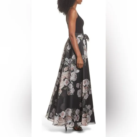 Eliza J,  Black and Floral Maxi Dress Size 8 image indicator(3)