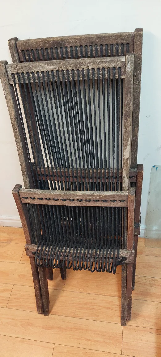 Pair of Vintage Woven Rope Folding Chairs image indicator(6)