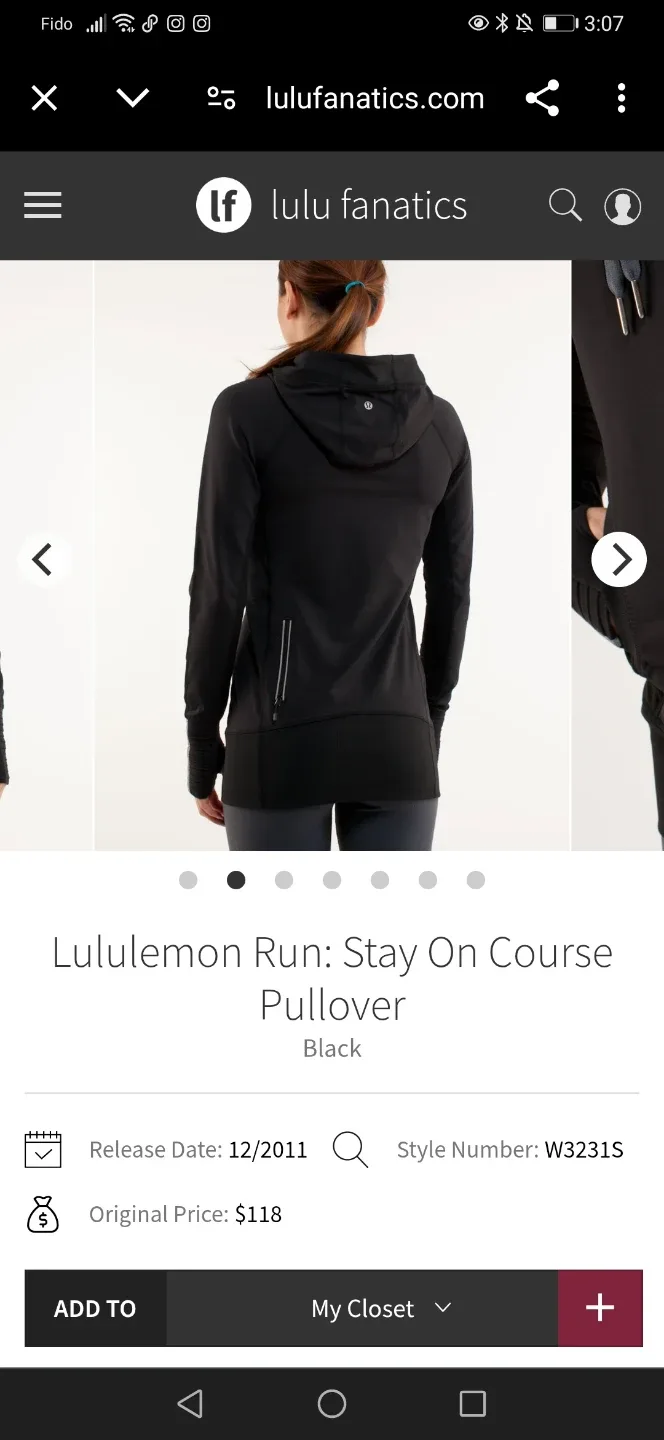 Lululemon Run: Stay On Course Pullover - Black - Size 12 image indicator(2)