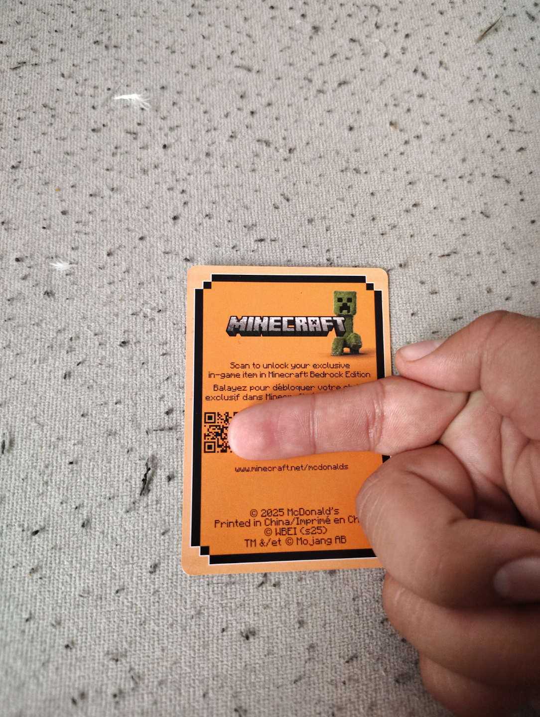 Minecraft McDonald's Happy Meal Promo Card - photo 2