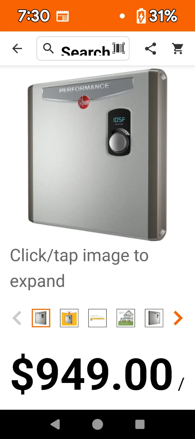 Brand New In Box Rheem Performanc Tankless Electric Water Heater image indicator(4)