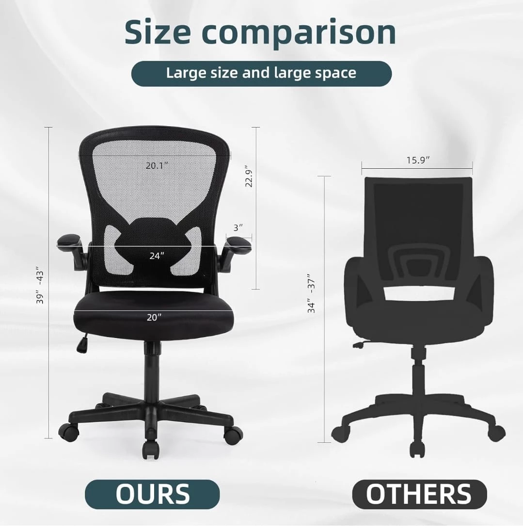 Black Mesh Office Chair with Adjustable Height and Flip-up - photo 3