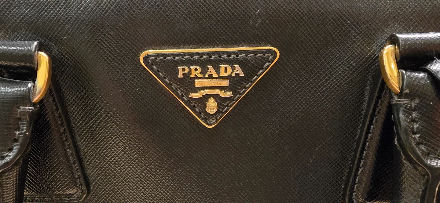 Prada Black Saffiano Lux Leather Small Double Zip Tote Bag image indicator(7)