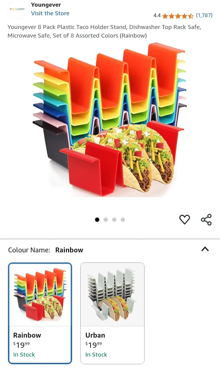 💚 NEW!   Youngever Taco Holder Stand - Set of 8 Rainbow Colors image indicator(2)