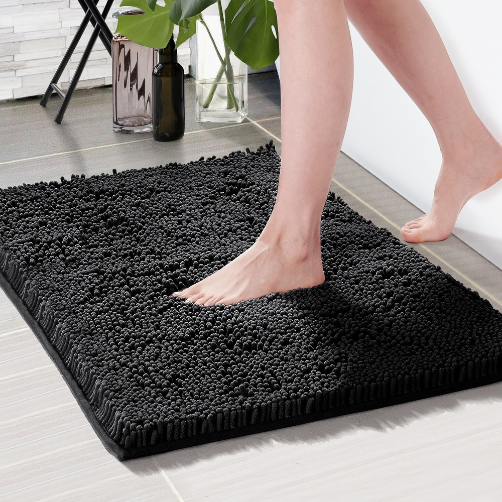 Soft and Fluffy Black Bath Mat - photo 3