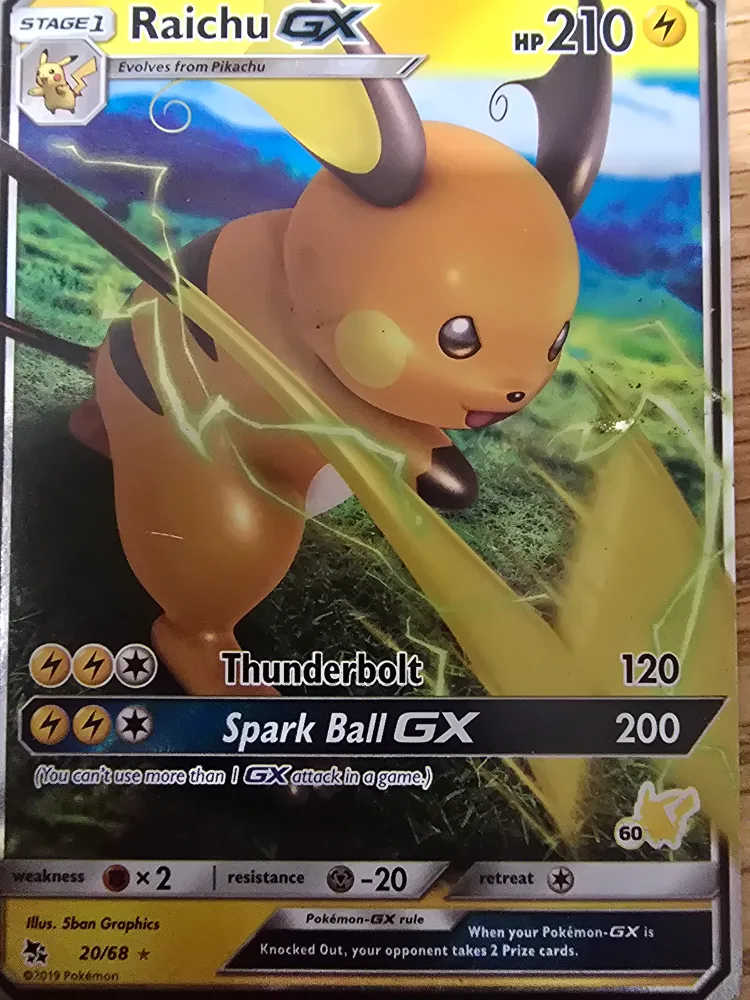 Raichu GX Pokemon Card 20/68 thumbnail