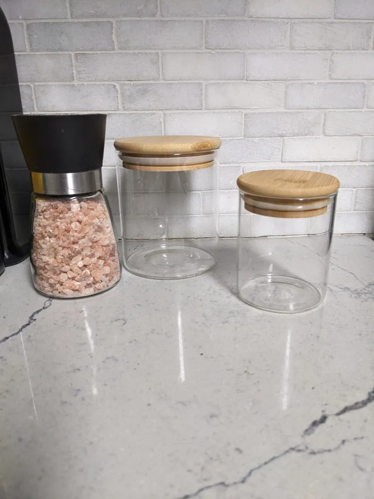 Set of Two Glass Canisters with Bamboo Lids image indicator(2)