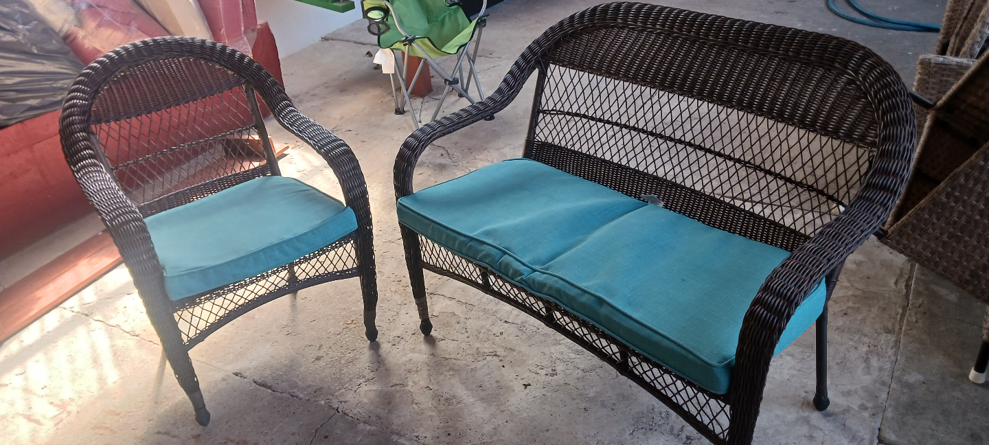 Wicker Patio Set - Loveseat and Chair
