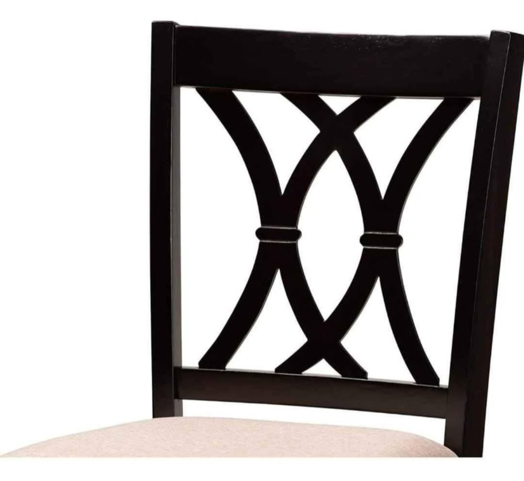 Pair of Dark Brown Bar Stools with Beige Cushions - photo 3
