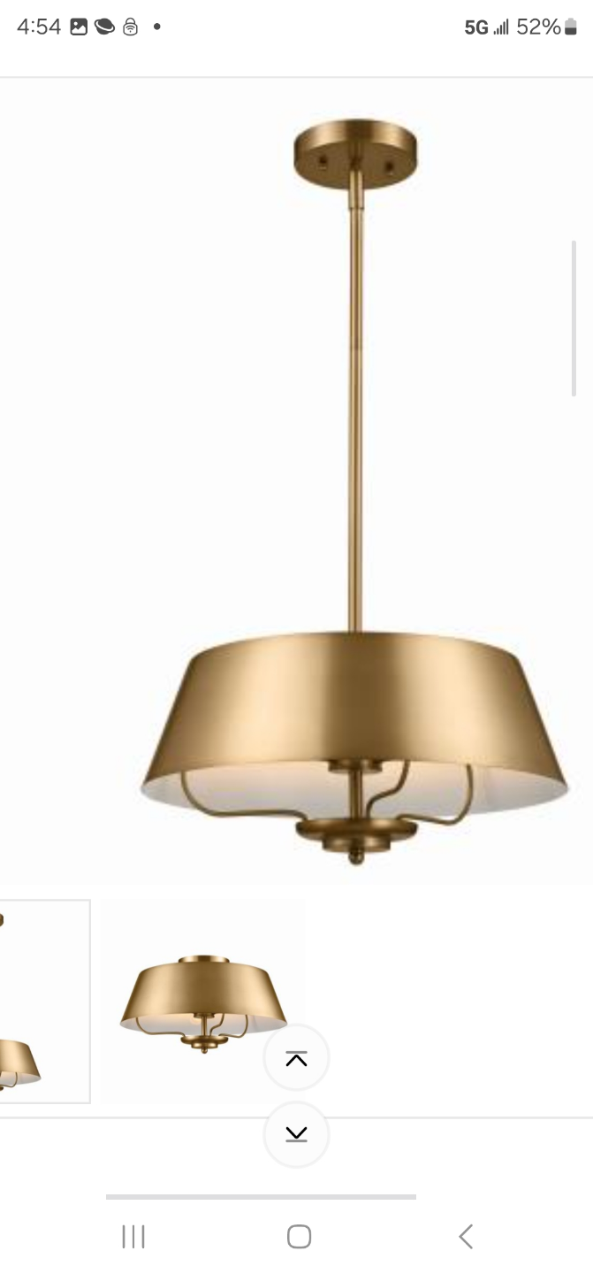 Gold Modern Kichler Farmhouse convertible Pendant Light Fixture - photo 3