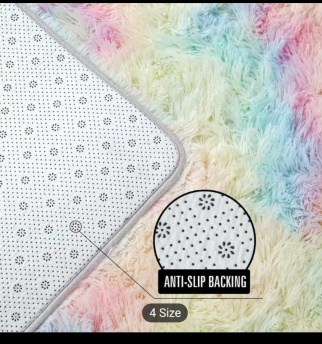 Rainbow Fluffy Rug - 63" x 47" - photo 2