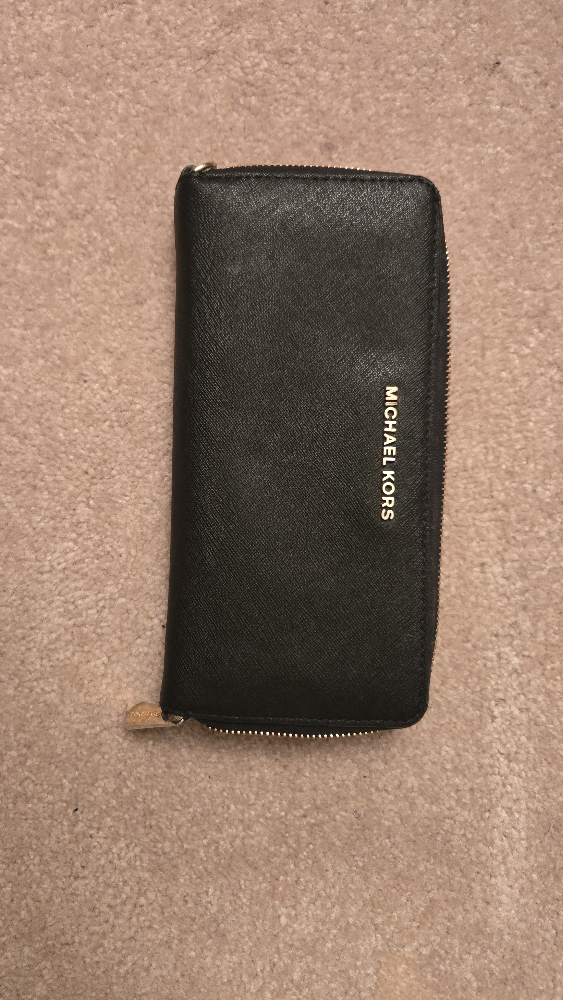 Michael Kors Black Leather Zip Around Wallet