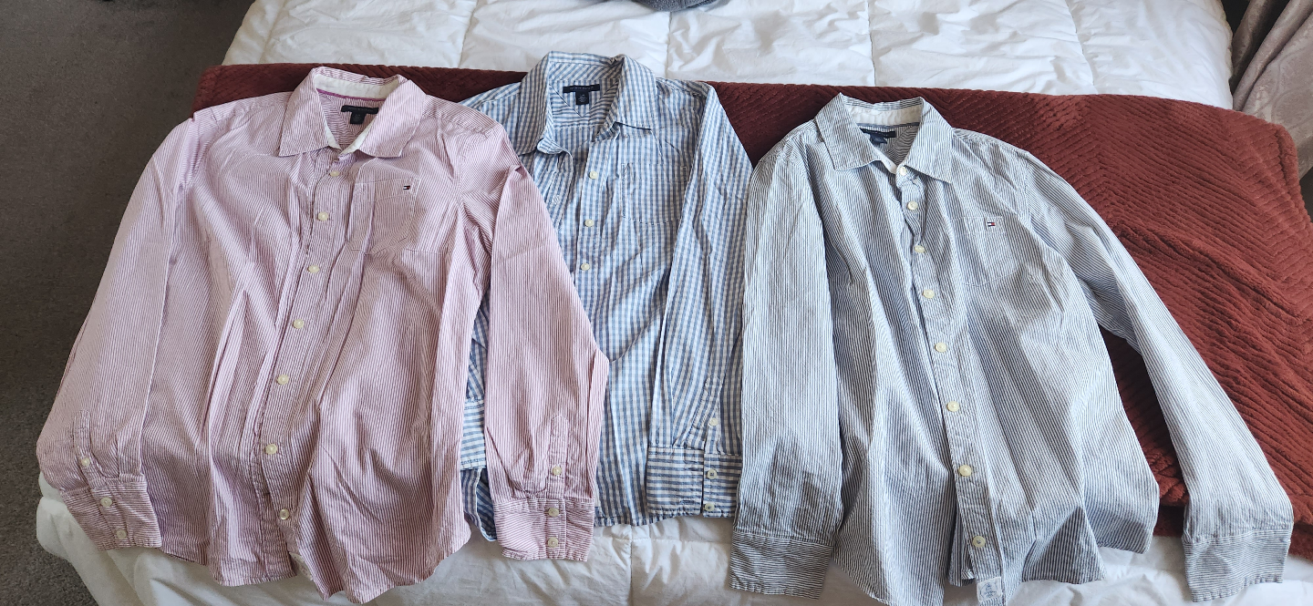 Three Tommy Hilfiger Long-Sleeve Striped Button-Down Shirts