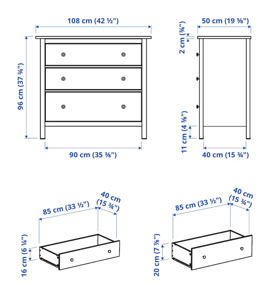 IKEA Hemnes 3-Drawer Chest White - photo 3