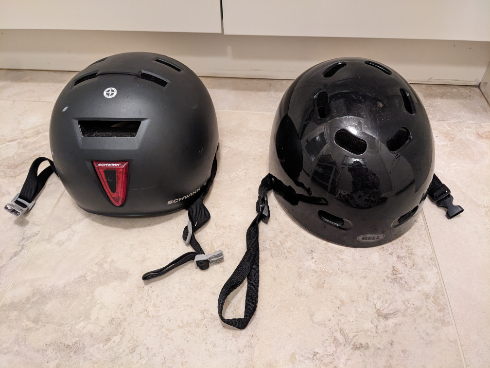 Two Black Bike Helmets - Schwinn & Bell