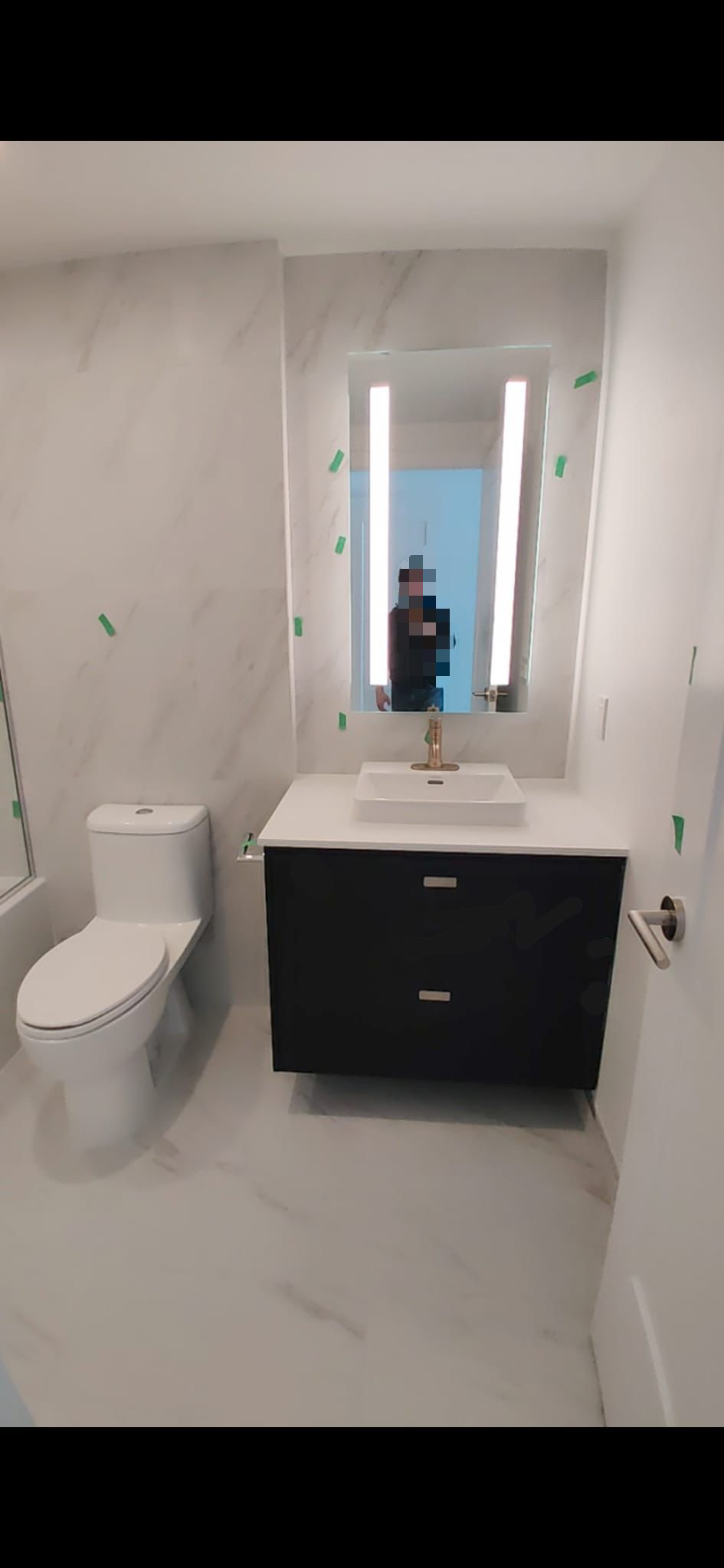Bathroom Vanity with Quartz countertop, sink and Delta faucet