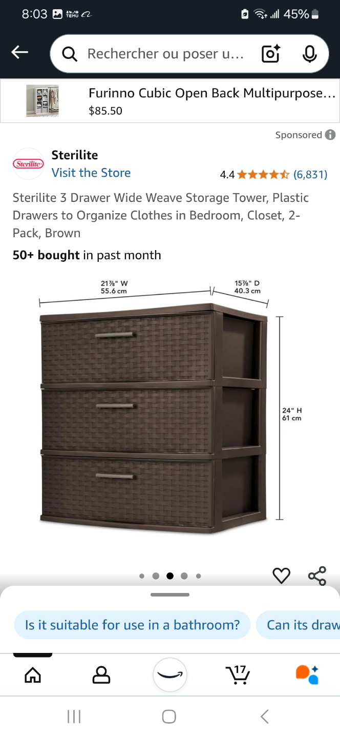 Sterilite 3-Drawer Wide Weave Storage Tower - photo 2