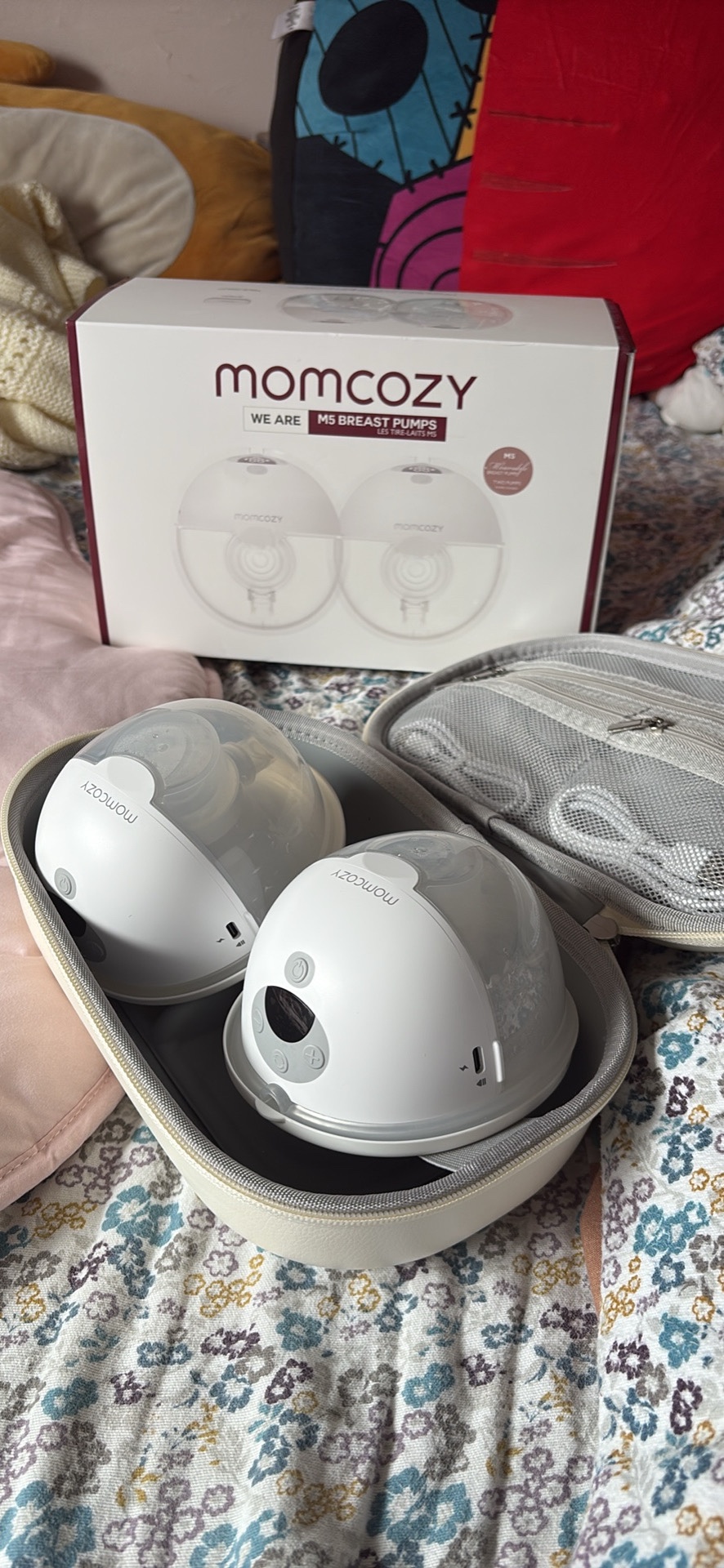 Momcozy M5 All-in-1 wearable breast pump. Painless pumping.