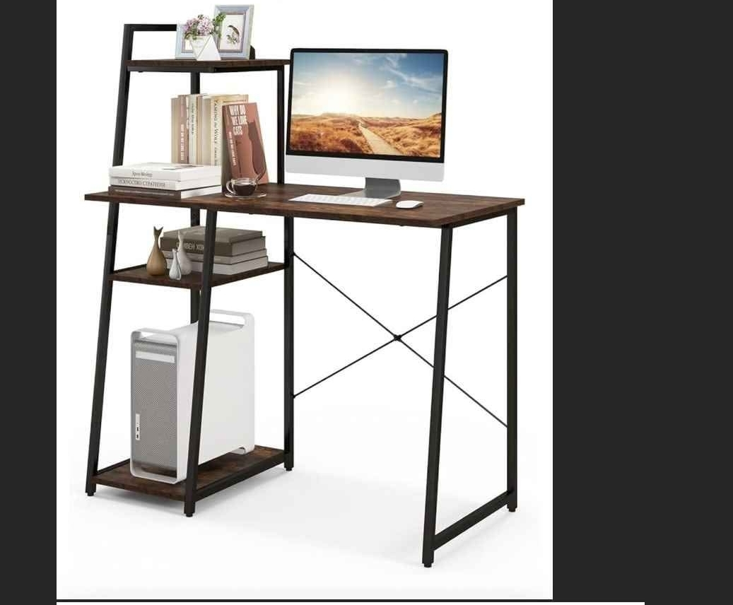 Computer Desk with Integrated Bookshelf
