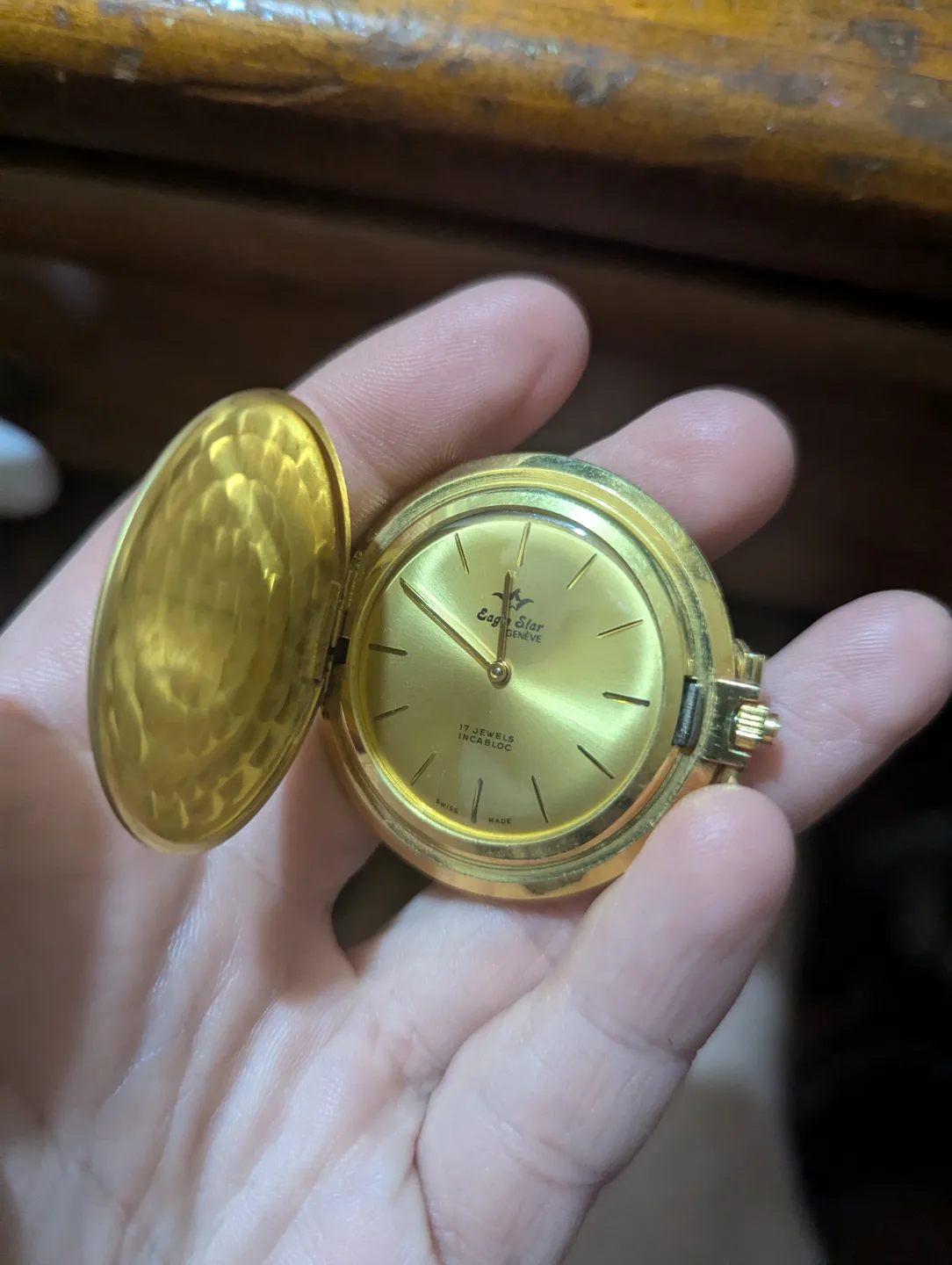 Vintage Eagl Star Geneve 12 Jewel Pocket Watch thumbnail