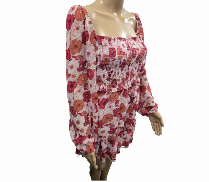 Aritzia Wilfred Tempest Smocked Chiffon Mini Dress Size M image indicator(6)