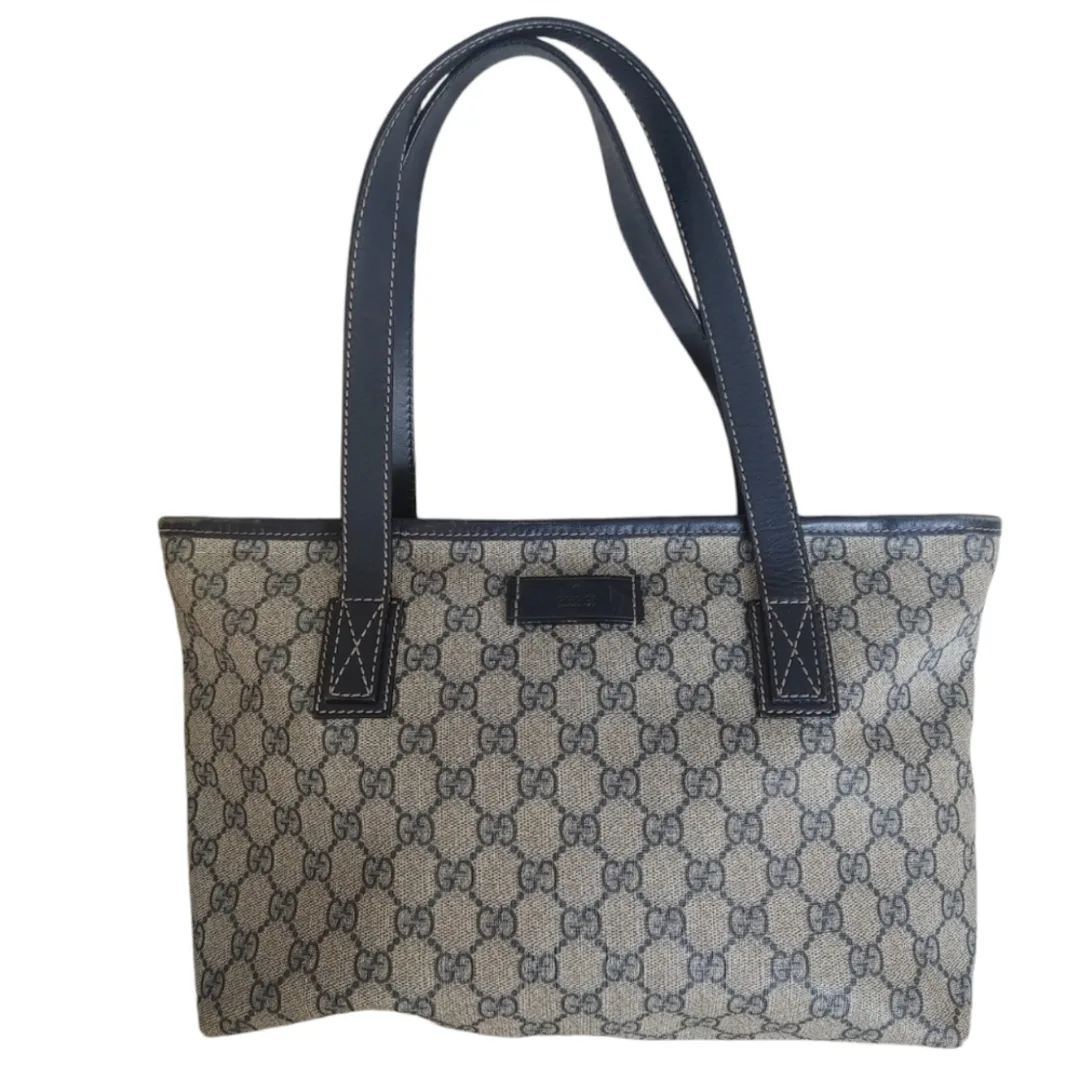 Gucci GG Canvas Leather Tote Bag thumbnail