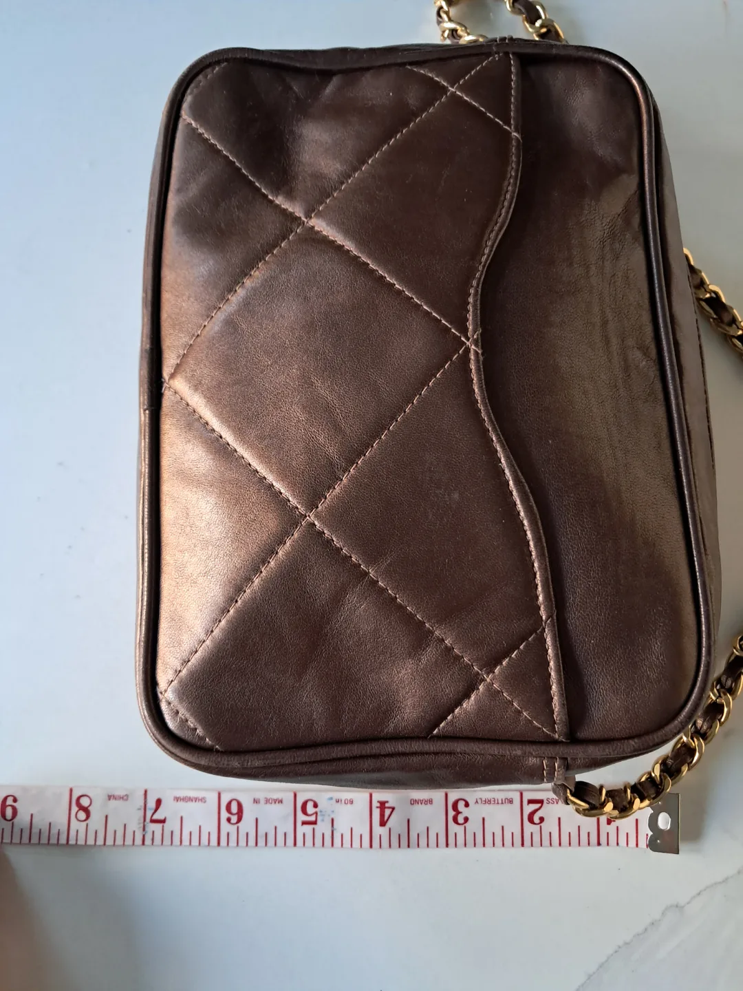 💚Vintage Metallic Brown/Bronze  Leather Shoulder Bag image indicator(6)