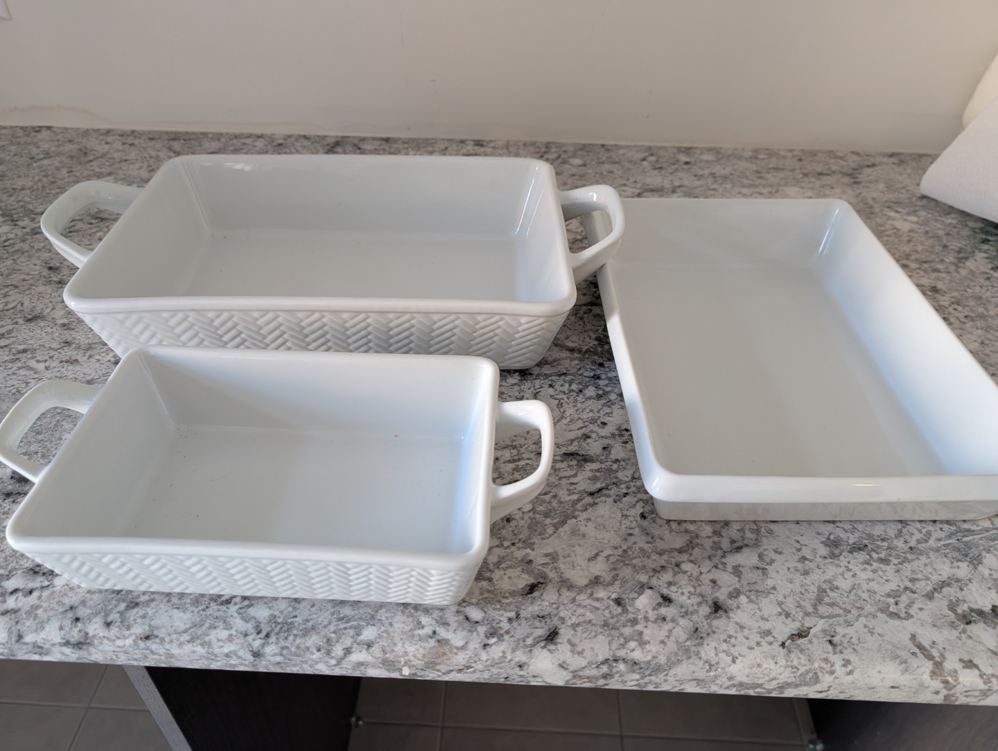 Three White Ceramic Baking Dishes-must pick up today - photo 2