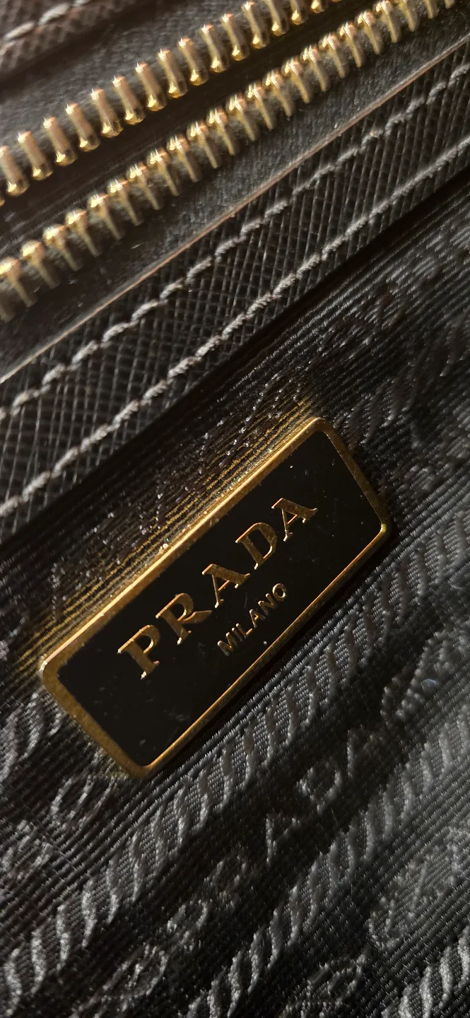 Prada Black Saffiano Lux Leather Small Double Zip Tote Bag image indicator(6)