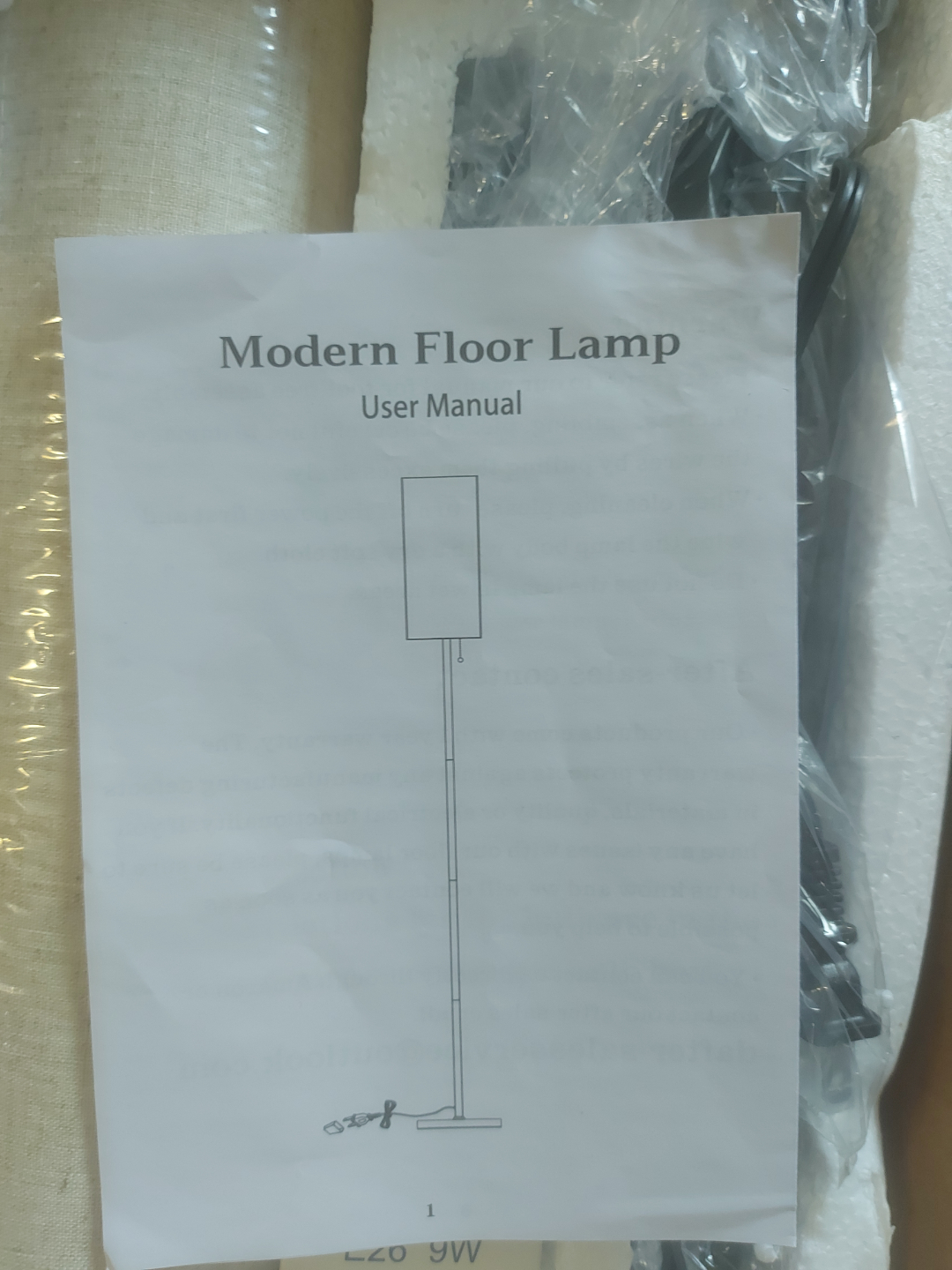 Modern Black Floor Lamp with Fabric Shade - photo 4