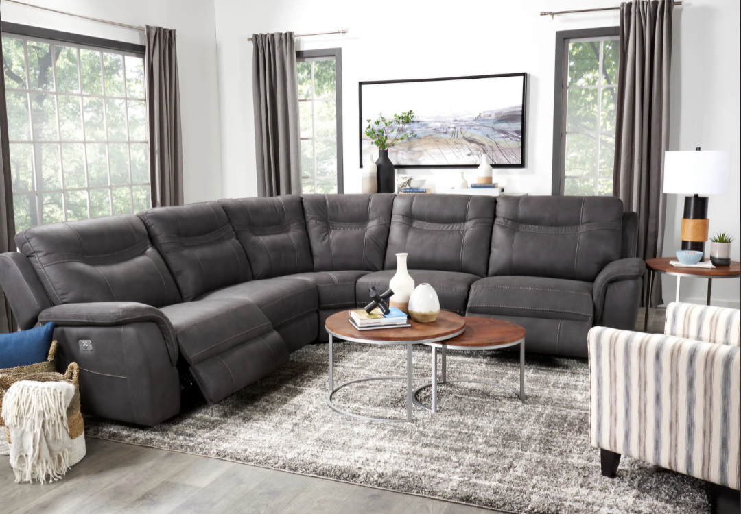 Reclining Sectional Sofa - Dark Grey