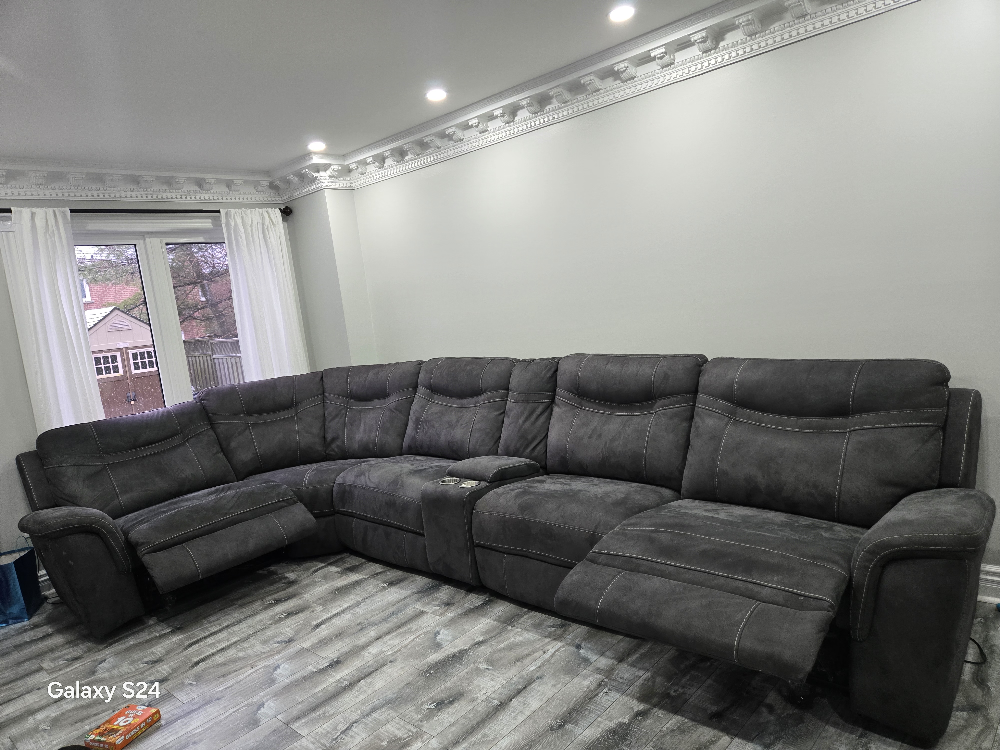 Reclining Sectional Sofa - Dark Grey - photo 2