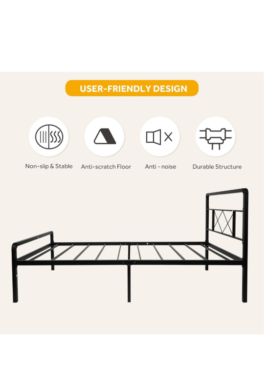 Metal Twin Bed Frame - Black - photo 4