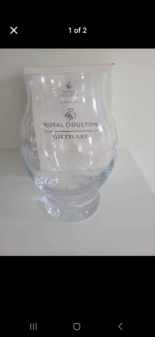 Royal Doulton Hand Cut Giftware Glass Vase