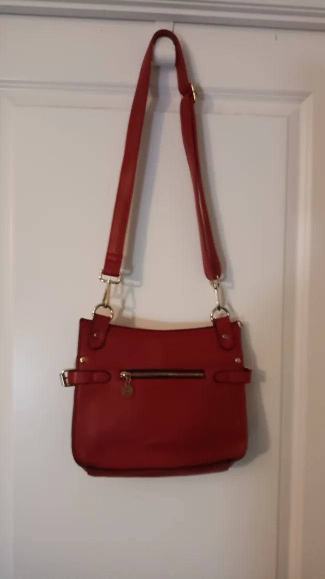 Red Crossbody Bag with Gold Accents image indicator(2)